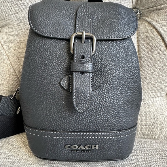 Coach Handbags - Coach Charcoal Leather Backpack